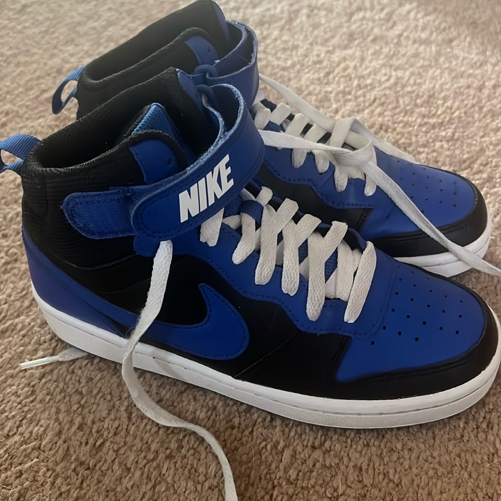 Black and Blue Nike Air Forces High Top Size US Y5